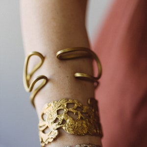 Organic shaped adjustable bracelet, unique design bracelet, sterling silver or brass, minimalist bracelet, modern design image 2