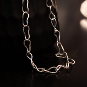 Short Chain Textured Necklace | Hammered texture, adjustable necklace made by hand with irregular shape