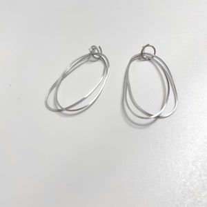 Maxi irregular double oval removable hoops, removable earrings, organic shaped earrings, unique original design, one of a kind earrings Silver