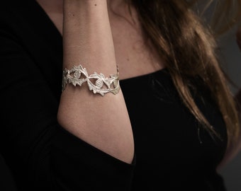 Vintage eye lace cuff, delicate bracelet, textured jewelry, unique cast bracelet, handmade, one of a kind bracelet, statement bracelet