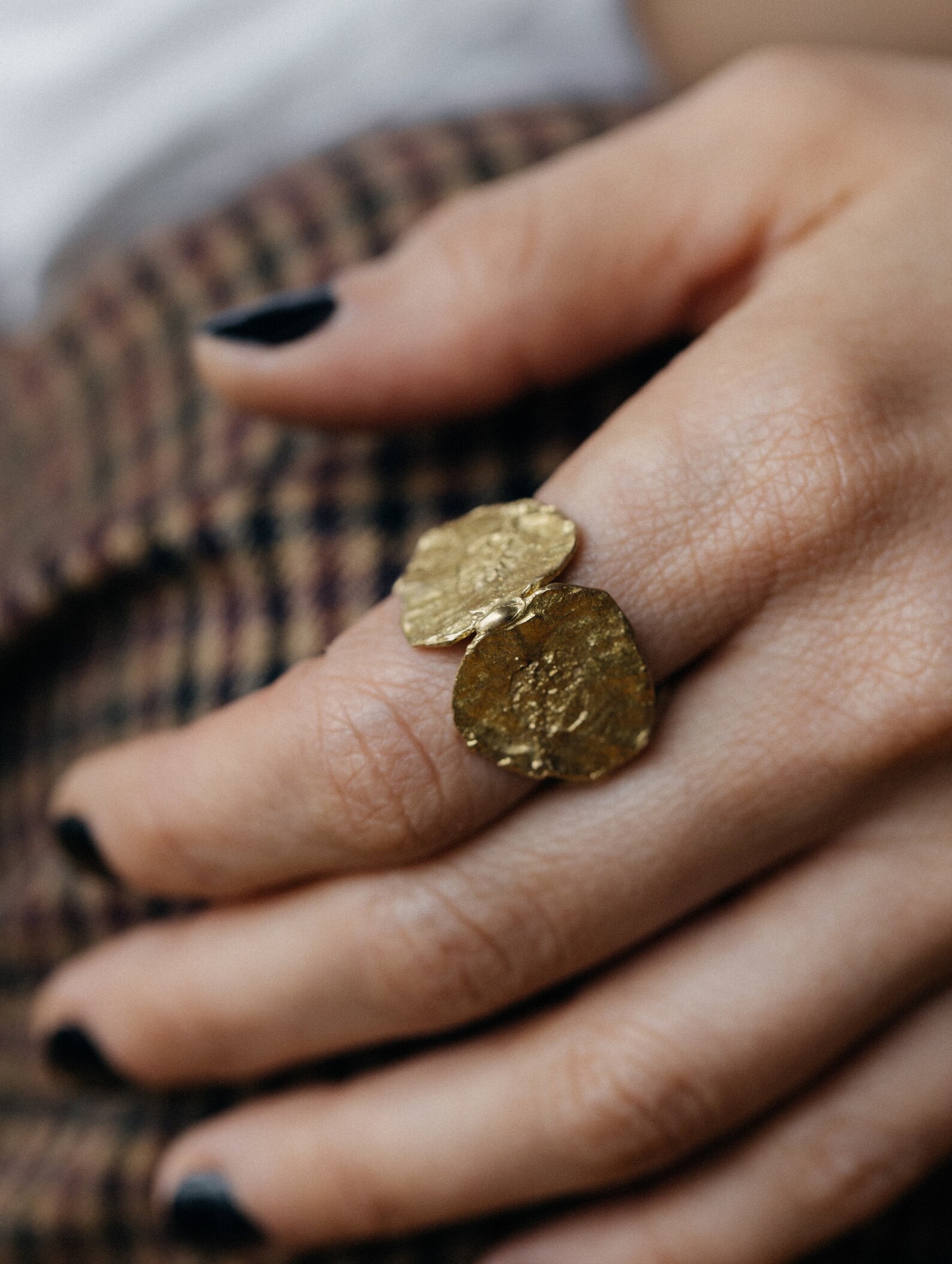 Unique Square Ring | Hammered Silver or Bronze With Circular Texture ...
