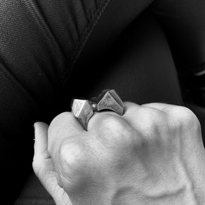 Rigid and solid hand carved ring, architectural ring, sculptural ring, geometric ring, statement ring, big ring, unique design image 5