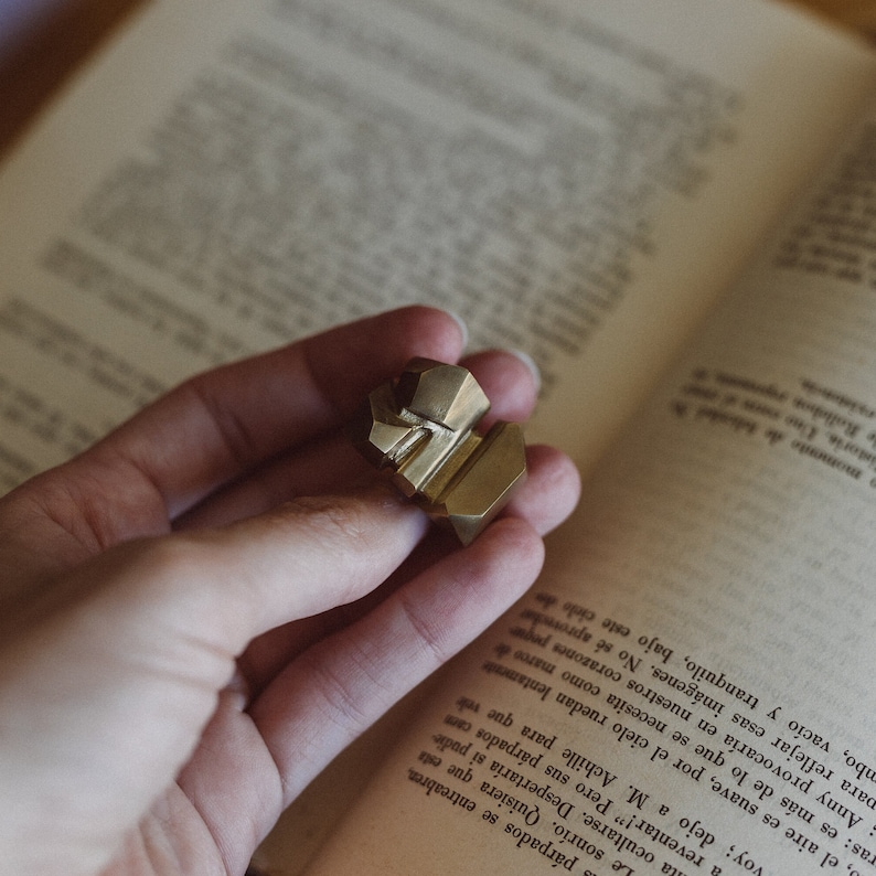 Rigid and solid hand carved ring, architectural ring, sculptural ring, geometric ring, statement ring, big ring, unique design image 2