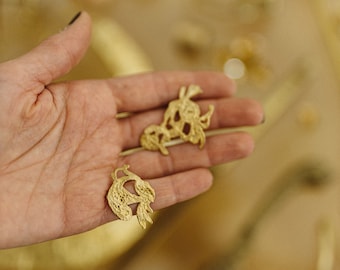 Aros de encajes antiguos, único y especial, delicado, en plata o bronce