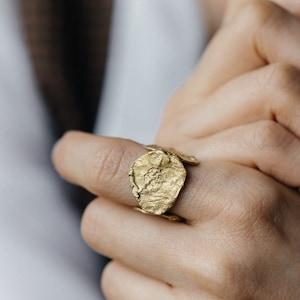 Unique Square Ring | Hammered Silver or Bronze With Circular Texture ...