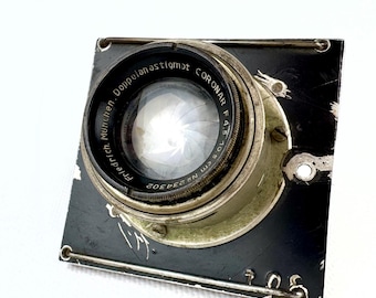 Objetivo antiguo Friedrich München Coronar de 105 mm f/4.5 con montura M41. Objetivo de cámara antiguo y raro.