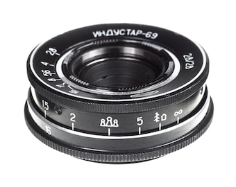 macro lens 28 mm/f2,8 Industar-69 Soviet  Mount M39 L39  for Camera Chaika