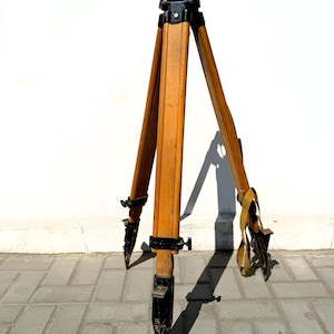 Vintage Soviet SHR-120 Wooden Tripod for Surveying and Leveling Instruments