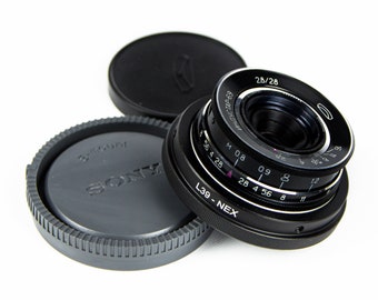 Objetivo vintage Industar-69 de 28 mm f/2.8 de la URSS con montura M39 para Sony E.