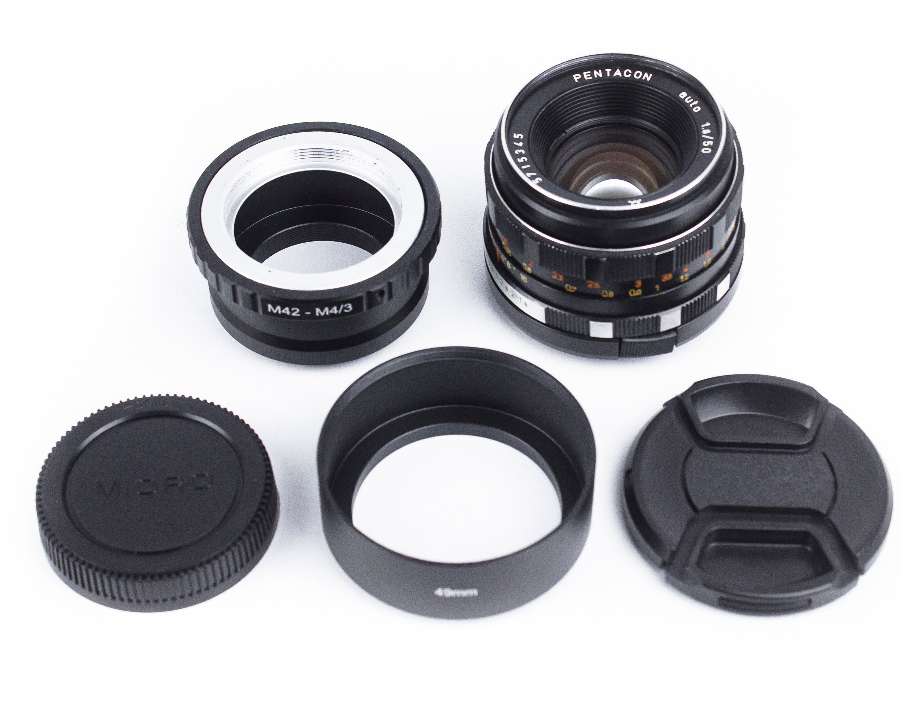 PENTACON PRAKTICAR 50mm f/1.8 M4/3アダプター付