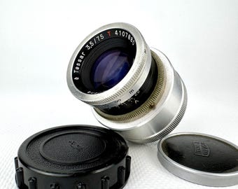 Objetivo Carl Zeiss Jena Tessar 75 mm f/3,5 rojo, montura T M42
