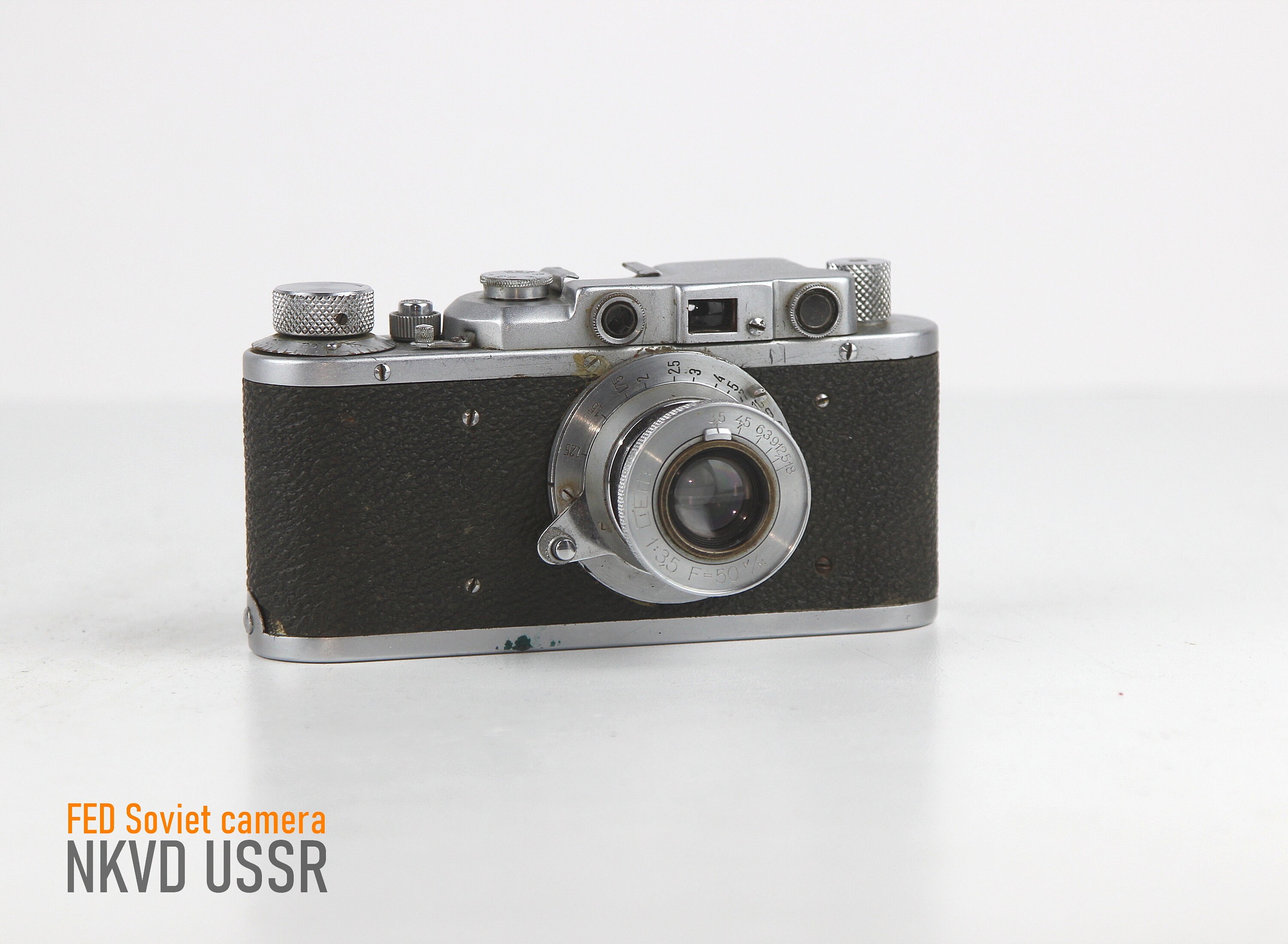 Vintage Rare Early FED NKVD Camera USSR Industar 10 50mm F35 No