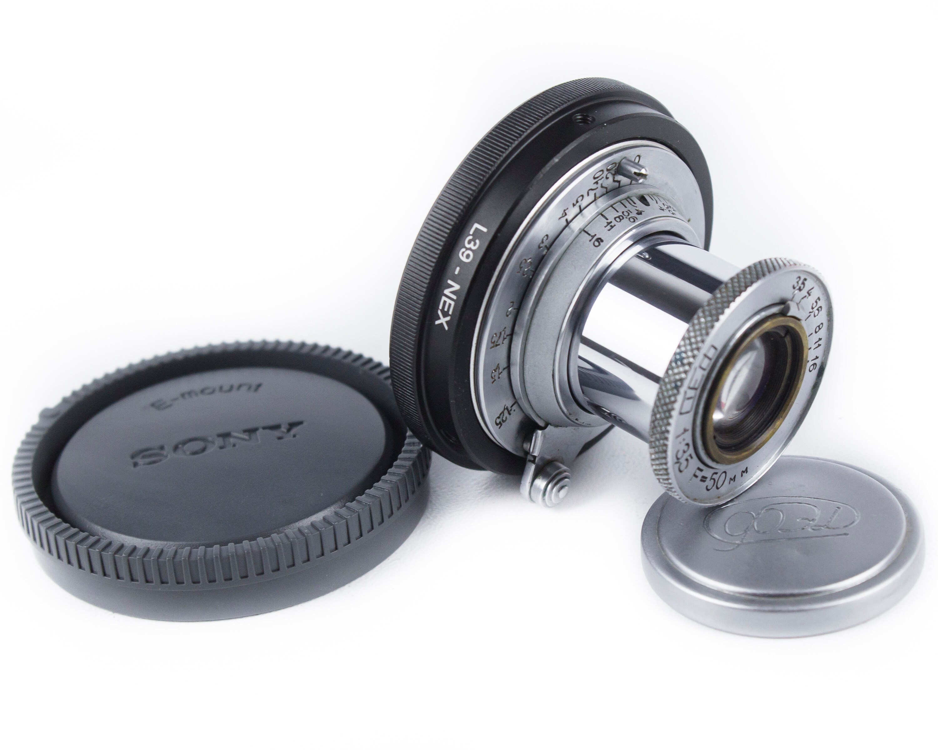 INDUSTAR-10 Fed 50 mm f/3.5 ソビエトレンズ – M39 マウント – Sony E