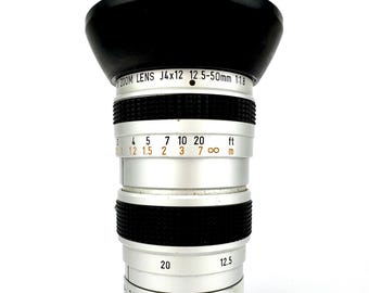 Lente CANON TV ZOOM J4 x 12 12,5-50 mm 1:1,8 Fabricada en Japón