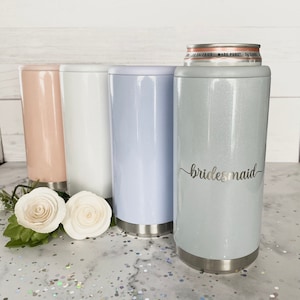 Skinny Can Cooler Wedding Bridal Party Gift for Bridesmaid, Maid of Honor, Matron of Honor