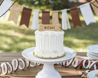 Rustic Dog Cake Personalized with Dog Name Bone