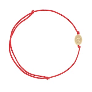 Catholic adjustable red cord Bracelet with stainless steel &quot;Virgen de la Caridad del Cobre&quot; Our Lady of Charity medal  ( SSBC2ISMK-RED )