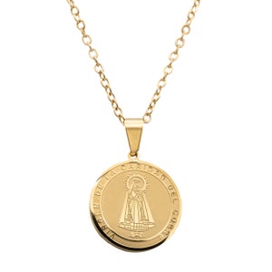 Catholic Town stainless steel Virgen de la Caridad del Cobre Our Lady of Charity Medal Necklace w/ chain Available in Gold and Silver colors