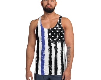 American Flag Tank Top, Thin Blue Line Police Shirt
