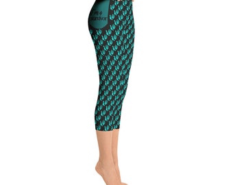 Teal Ribbon Capri Leggings, Ovarian Cancer Awareness Support