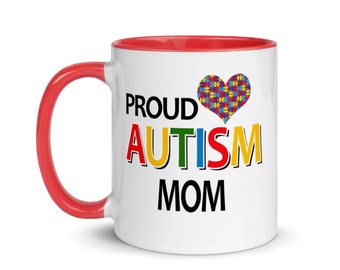Proud Autism Mom Coffee Mug with Colorful Interior, Delivery Driver Gift Shirt