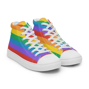 Rainbow LGBTQ+ Women’s High Top Canvas Shoes Pride Shoes Support Gay Sneakers Gay Pride Shoes Rainbow Flag Shoes