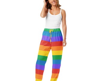 Regenbogen-Pride-Pyjamahose, seidige LGBTQIA+-Loungewear-Hose, Schlafanzughose