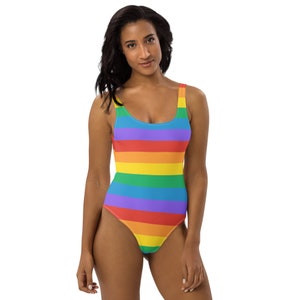 LGBTQ+ One-Piece Swimsuit Rainbow Gay Pride Women's Bathing Suite Rainbow Swimsuit Pride Apparel One-Piece Swimsuit
