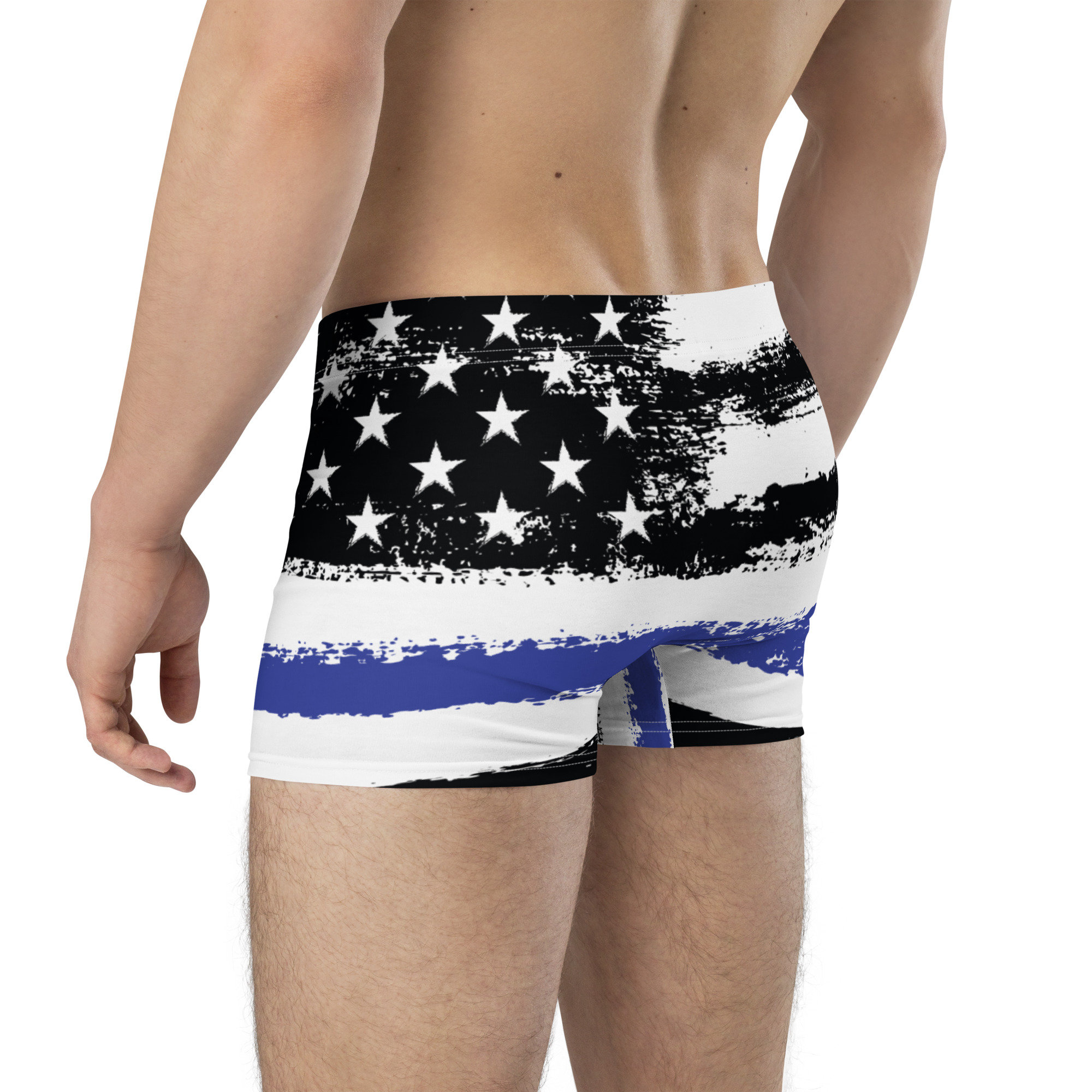 Thin Blue Line Flag Boxer Briefs Men's Flag Underwear Thin Blue Line