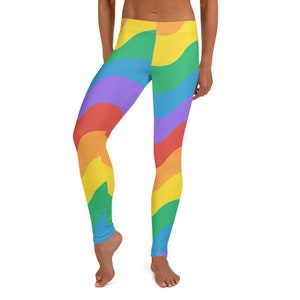 Lesbian Pride Leggings Sunset Flag High Waist Yoga Mid Waist