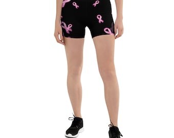 Pink Ribbon Breast Cancer Awareness Shorts, Survivor Leggings