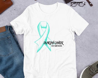 Ovarian Cancer Awareness T-Shirt, Teal Ribbon Support