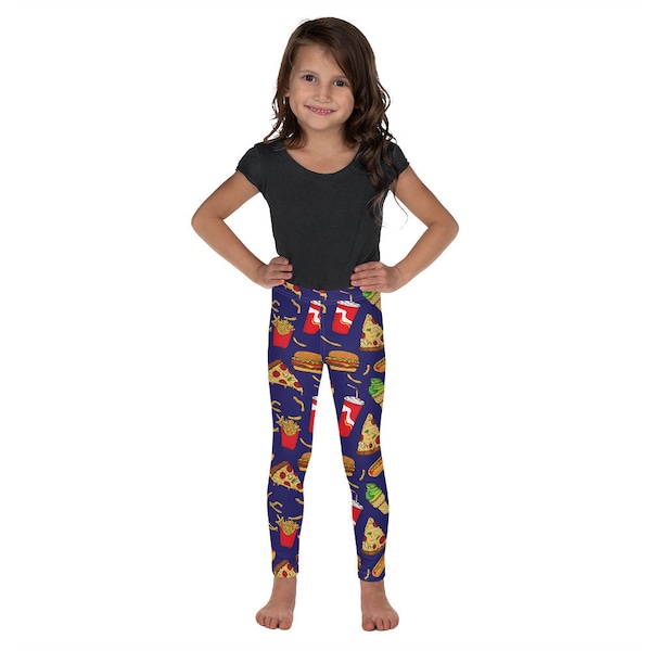 Kid's Leggings 2T-7 Pizza Soda French Fries Kids Leggings Girls Leggings Toddler Leggings Kids Pattern Leggings Girls Gym Pants Yoga Pants