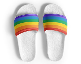 Rainbow LGBTQ+ Women’s Slides Shoes Pride Shoes Support Gay Sneakers Gay Pride Shoes Rainbow Flag Shoes