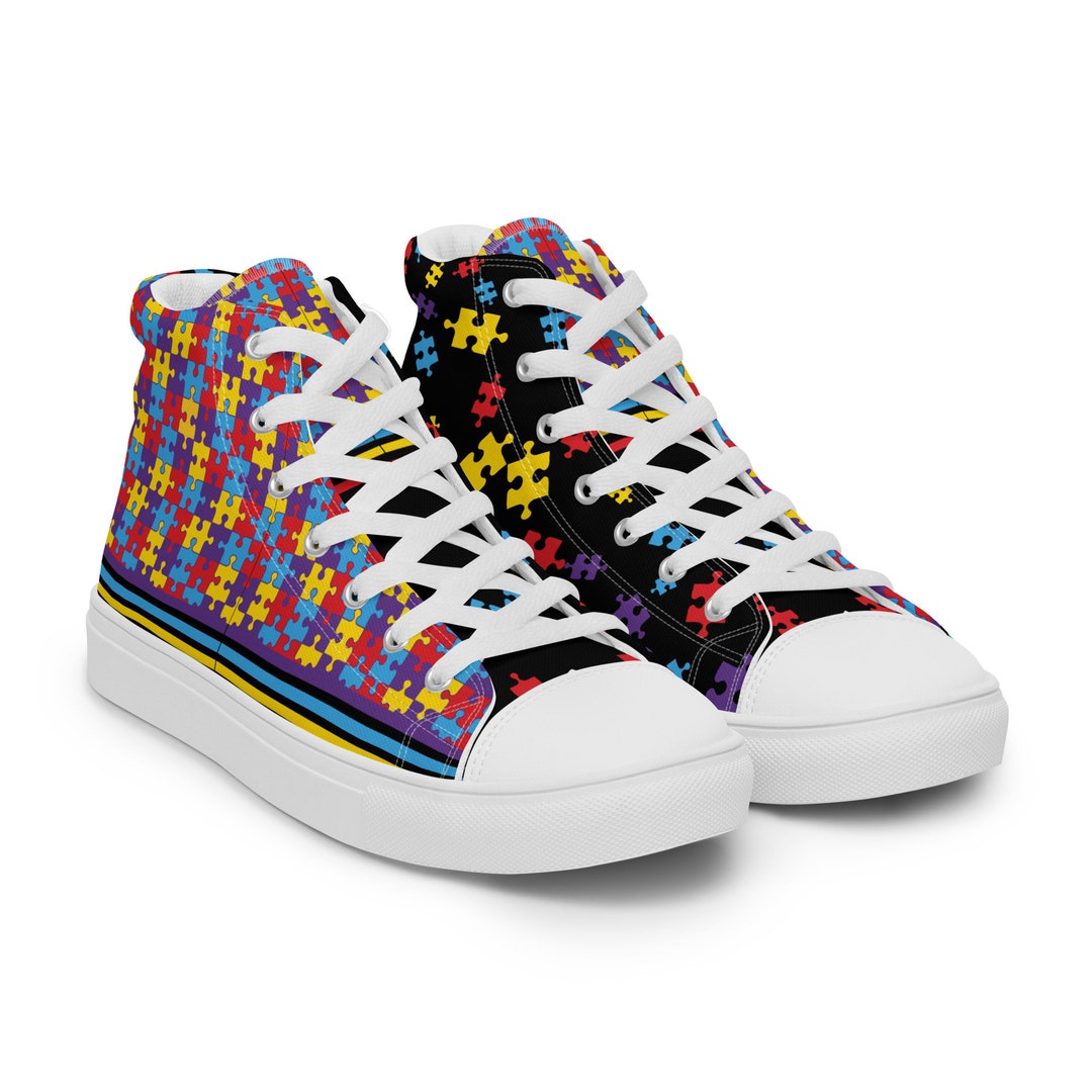 Autism Awareness High Top Canvas Shoes, Puzzle Print - Etsy