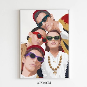 Dubrovnik region folk costumes poster, traditional croatian costumes, Konavle Dubrovnik Zupa digital art poster