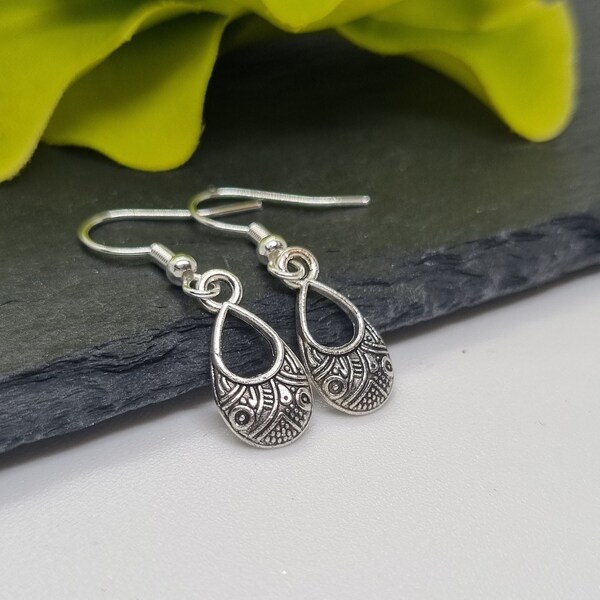 Boho Teardrop Earrings, 925 Sterling Silver Plated Hooks, Hypo-allergenic Hooks