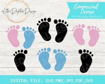 Baby Feet SVG, Baby Footprint Svg, Newborn Svg, Baby Feet, baby Svg Files, Baby Feet Print Svg | Cut File, Cricut, Silhouette, PNG, SVG