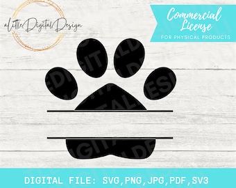 Monogram Paw Print SVG Cut File for Silouette & Cricut | Digital Images, SVG PNG, Commercial License, Paw Print, Monogram | Digital File