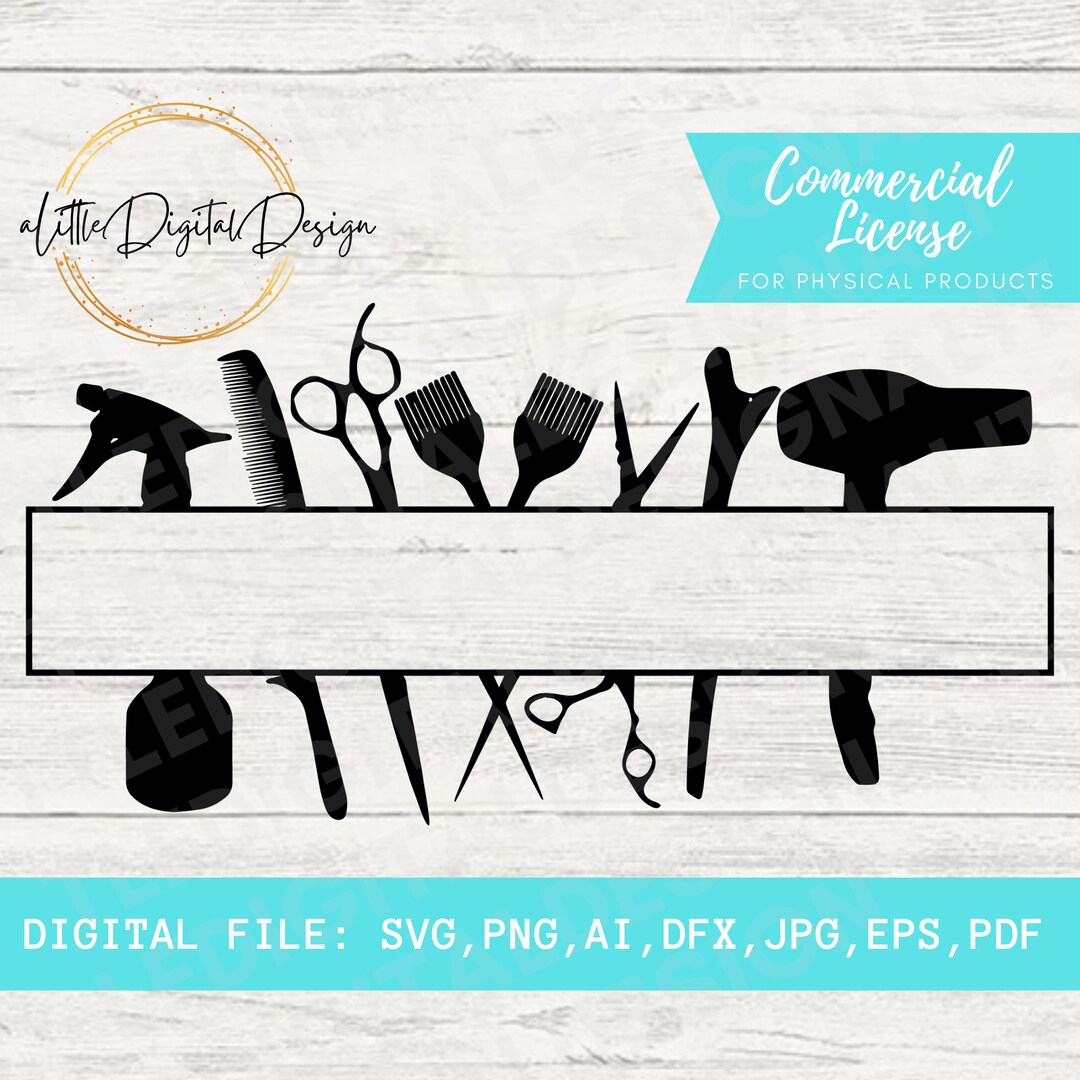 Hair SVG Monogram Svg Hair Tools SVG Hair Dresser Clip Etsy