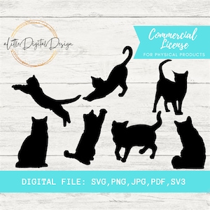 Cat SVG, Cat Silhouette, Cat Bundle, Cat, Cat Ears, Cat Digital Download, Cat Clipart, Kitten svg, Cut Files for Cricut and Silhouette, SVG