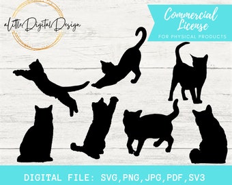 Cat SVG, Cat Silhouette, Cat Bundle, Cat, Cat Ears, Cat Digital Download, Cat Clipart, Kitten svg, Cut Files for Cricut and Silhouette, SVG