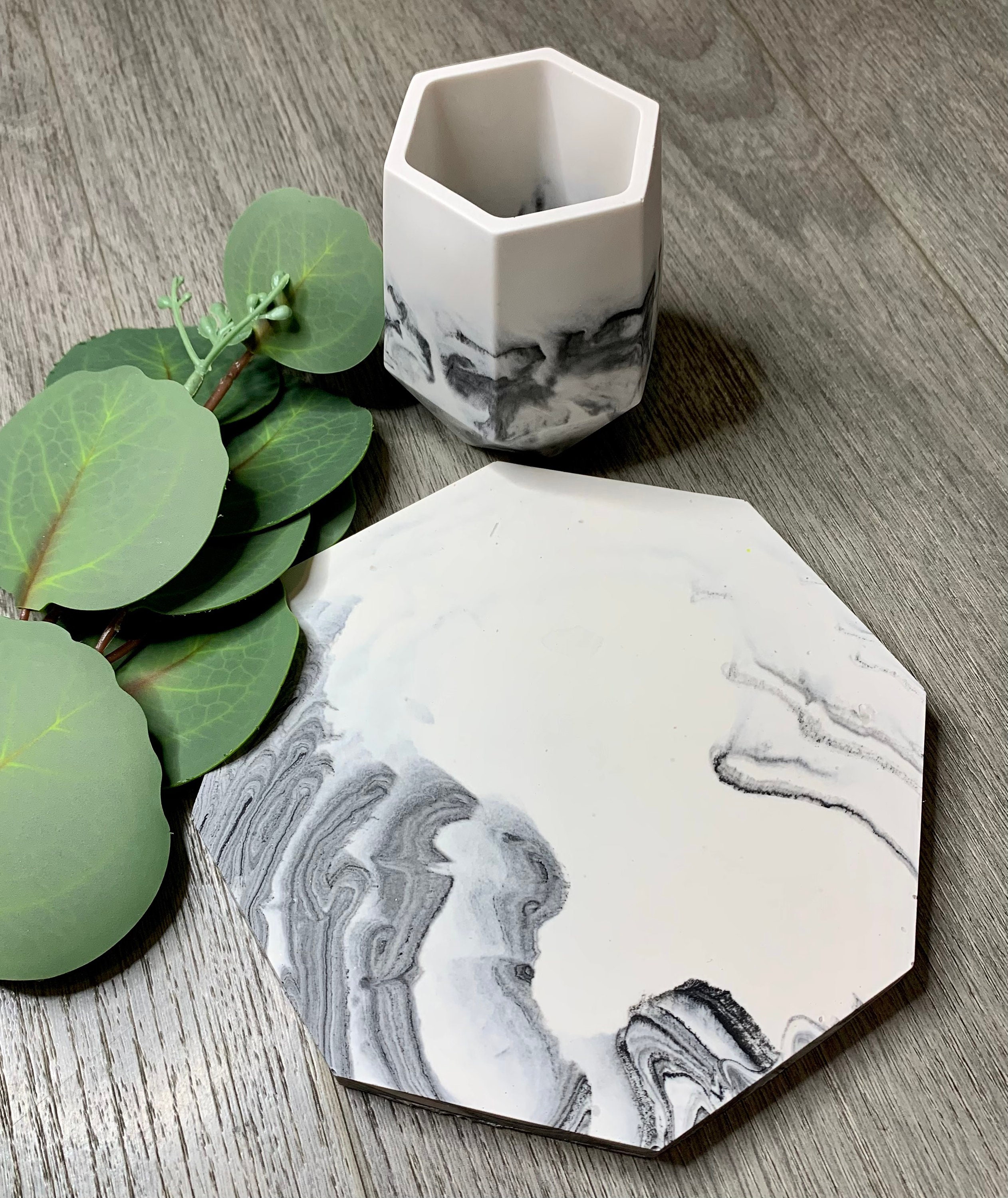 Jesmonite Tray with matching pot Etsy