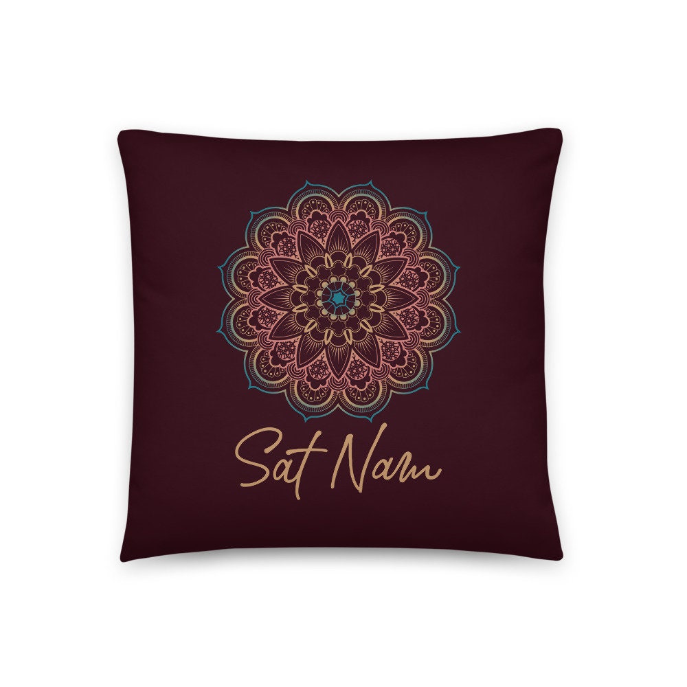  Minimalist  Boho Chic Sat Nam  Mandala Pattern Throw Pillow 