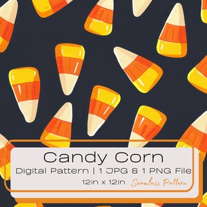 Puede incluir: Un patrón digital sin costuras con maíz dulce sobre un fondo oscuro. El patrón mide 30,5 cm por 30,5 cm y está disponible en formatos JPG y PNG.