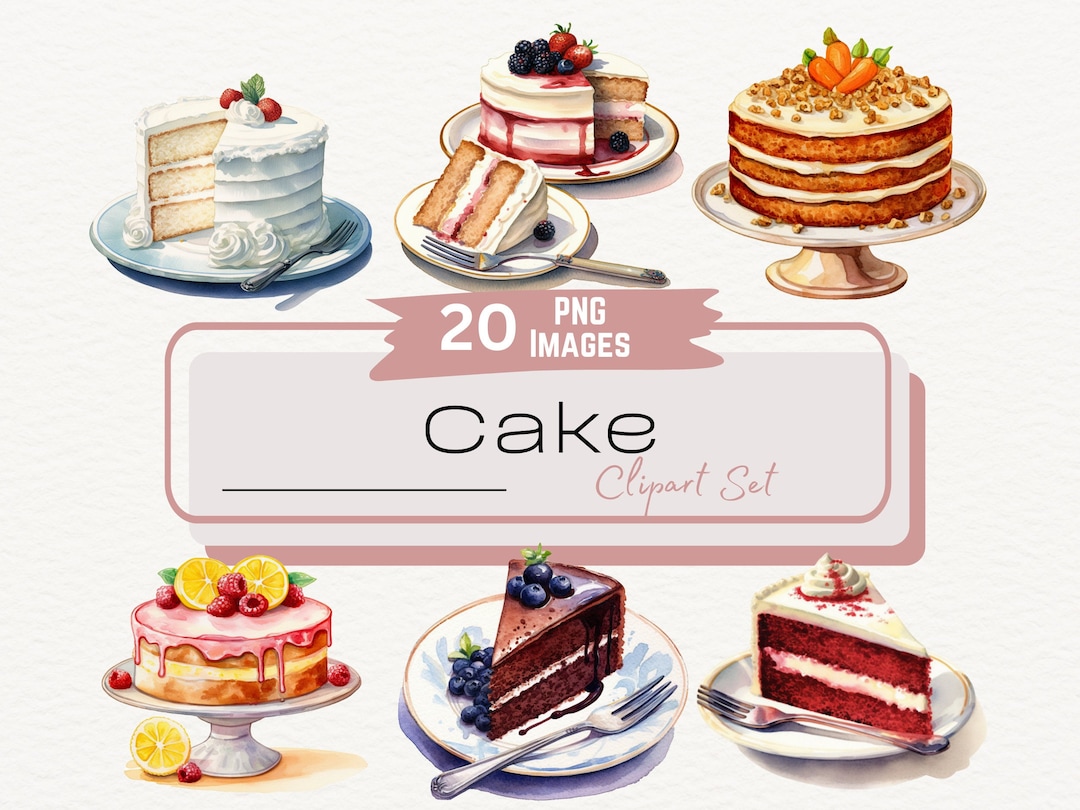 Dessert Cake Watercolor Clipart, Sweet Treats, Birthday Cake, Food ...