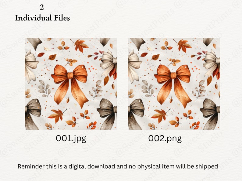 Watercolor Fall Bow Seamless Digital Download, Autumn Foliage Seasonal ...