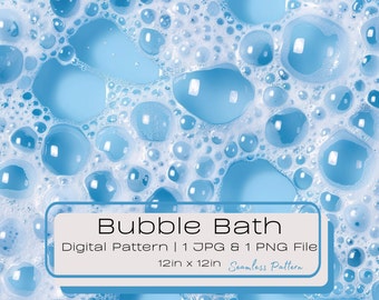 3D Bubble Bath Seamless Digital Pattern, Liquid Soap Bubbles Repeating Tile Illustration, Bubbly Bath Water, Instant Background PNG JPG