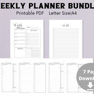 Paquete imprimible del planificador diario / Planificador por horas de 5 días / De lunes a viernes / Resumen semanal imprimible / Impresión bajo demanda / Tamaño carta / A4
