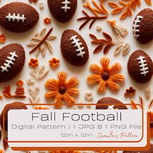 3D herfst voetbal naadloos digitaal bestand, herfst sport bloemen decor herhalende tegel illustratie, schattige boho instant stof bestand png jpg